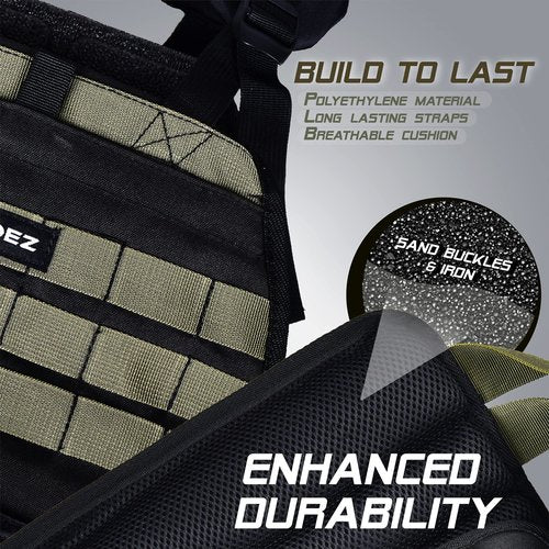 INFIDEZ Tactical Adjustable Weighted Vest with 6 Weight Plates Included, Quick Release Strength Training Weight, Running, Workout Vest for Men and Women, Adjustable from 16lbs to 31lbs