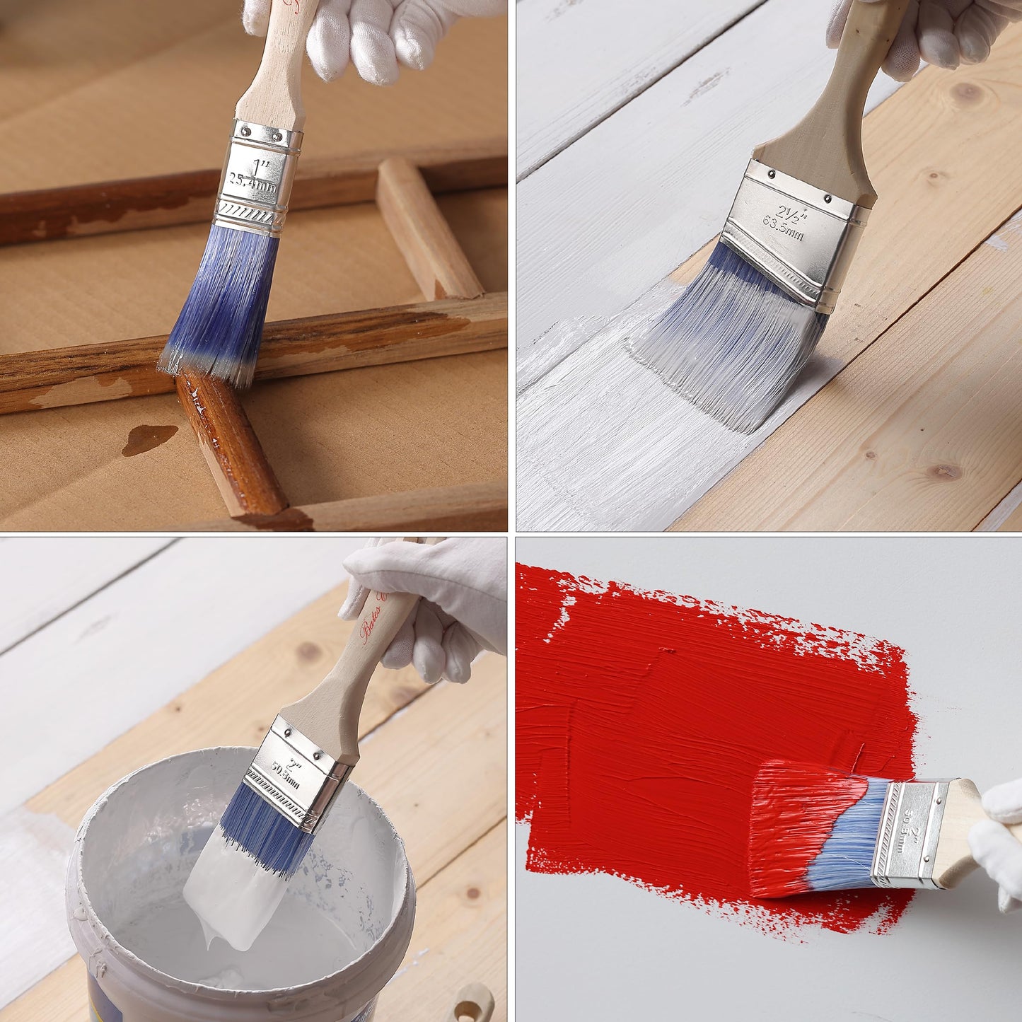 Bates Angle Paint Brushes, 1-Inch, 12 Pack, Treated Wood Handle, Brushes for Walls & Furniture