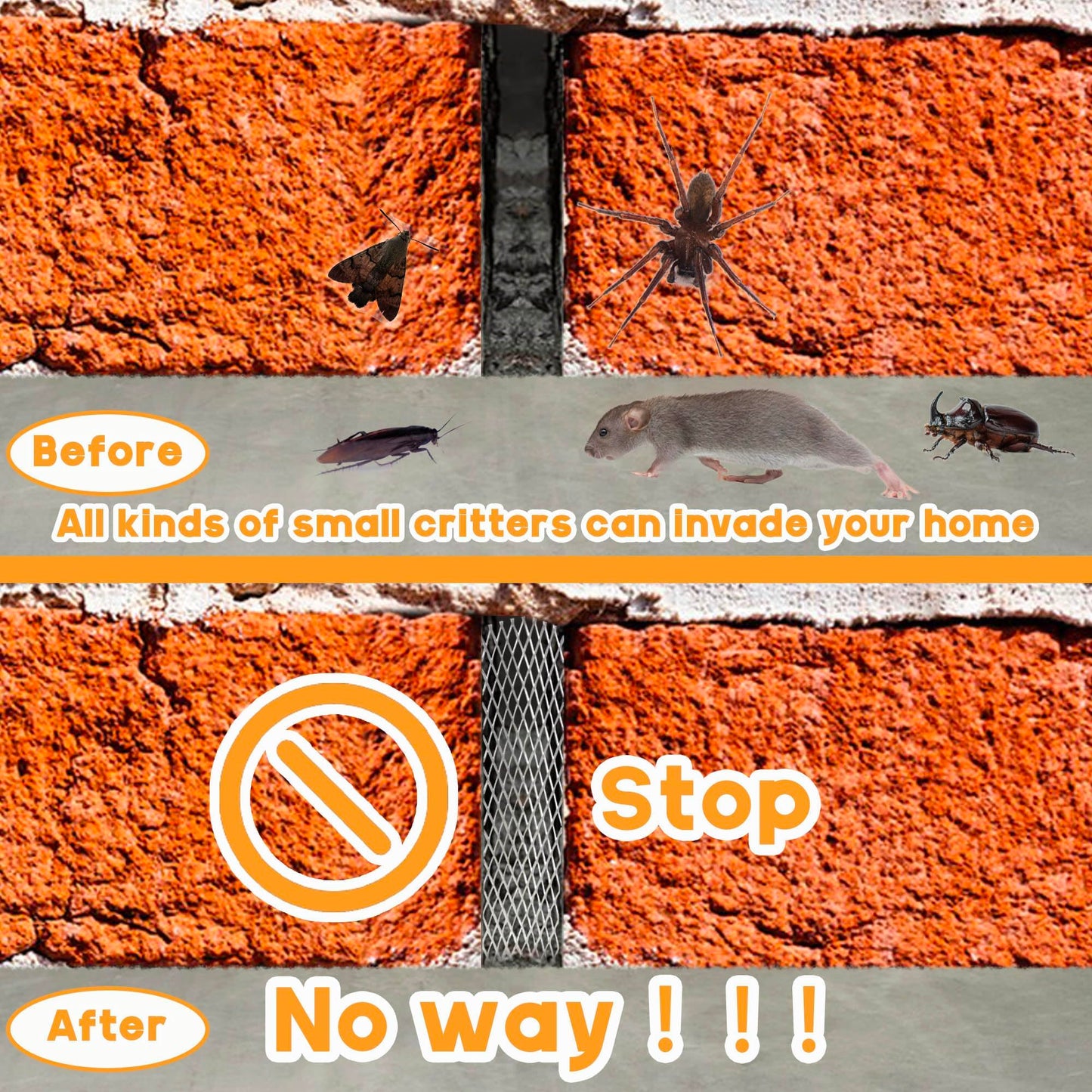 LUTQ Stainless Steel Brick Weep Hole Covers for Brick Walls - 100 Pack Diamond Hole Brick Weep Hole Inserts (0.1in x 0.2in Aperture) with Hook and Spatula for Easy Installation and Replacement