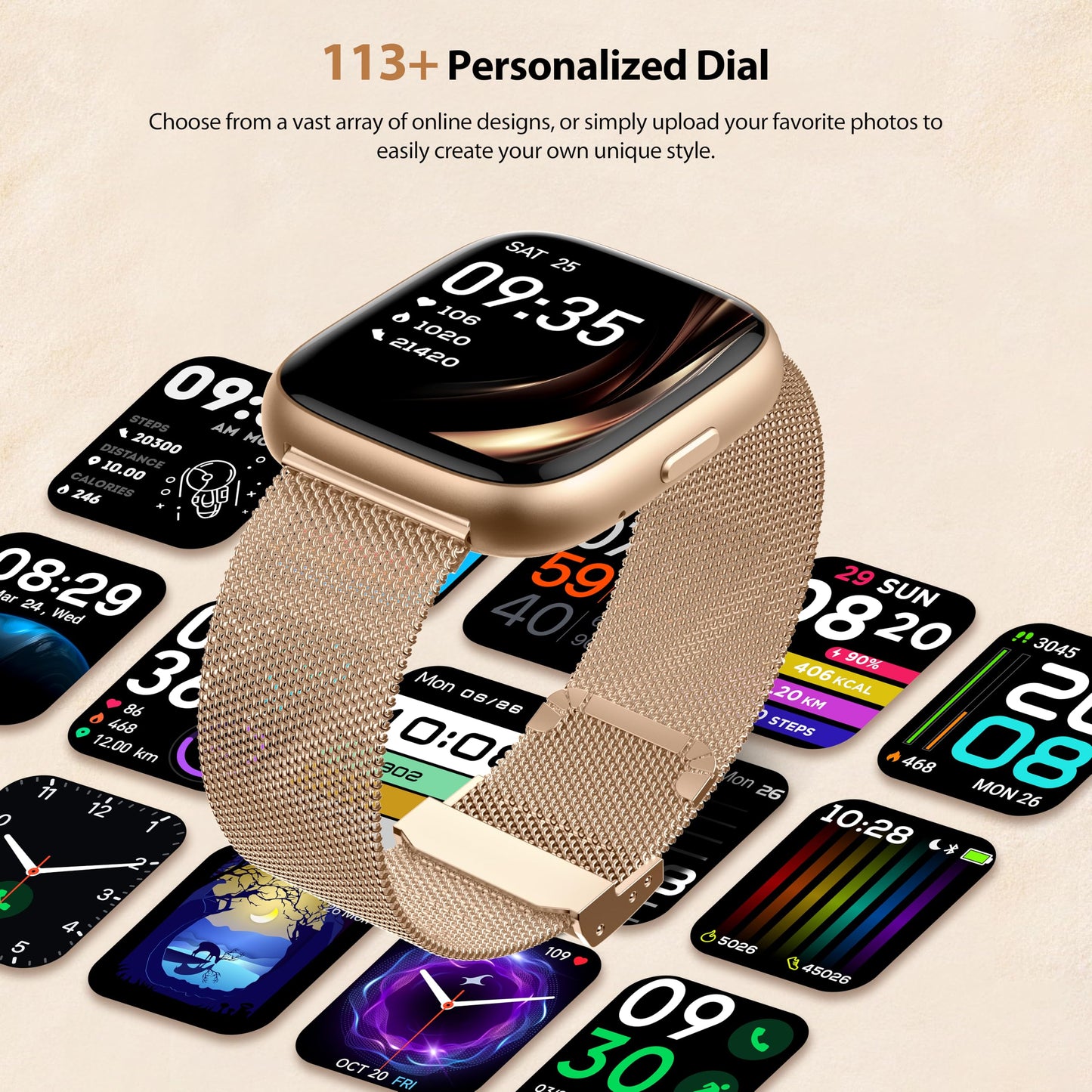 Smart Watch for Women with Alexa Built-in, 1.83" HD Touchscreen Fitness Tracker with Bluetooth Calls, Heart Rate/Sleep Monitor, 120+ Sports Fitness Watch, IP68 Waterproof Smartwatch for Android iOS