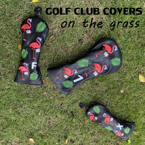 Flamingo Golf Club Headcover 3 Wood Head Cover Golf Premium（PU Leather Fairway Wood Head Cover Gift for Men (1pc (for Fairway))