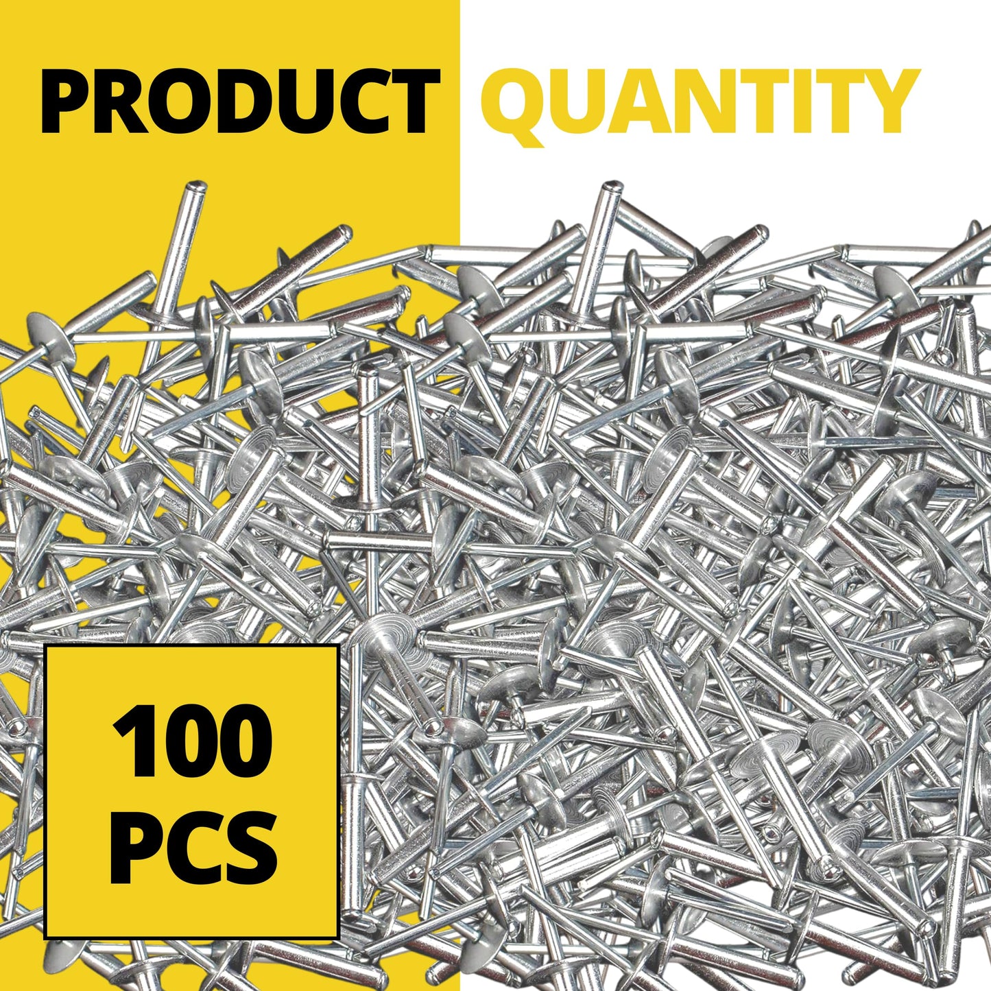 100PCS Large Flange Aluminum Pop Rivets 3/16" x 1/2" Dome Body Blind Rivet Set for Sheet Steel Duct Work Marine Long Pop Rivets with Big Head Steel Mandrel Aluminum Boat Rivets