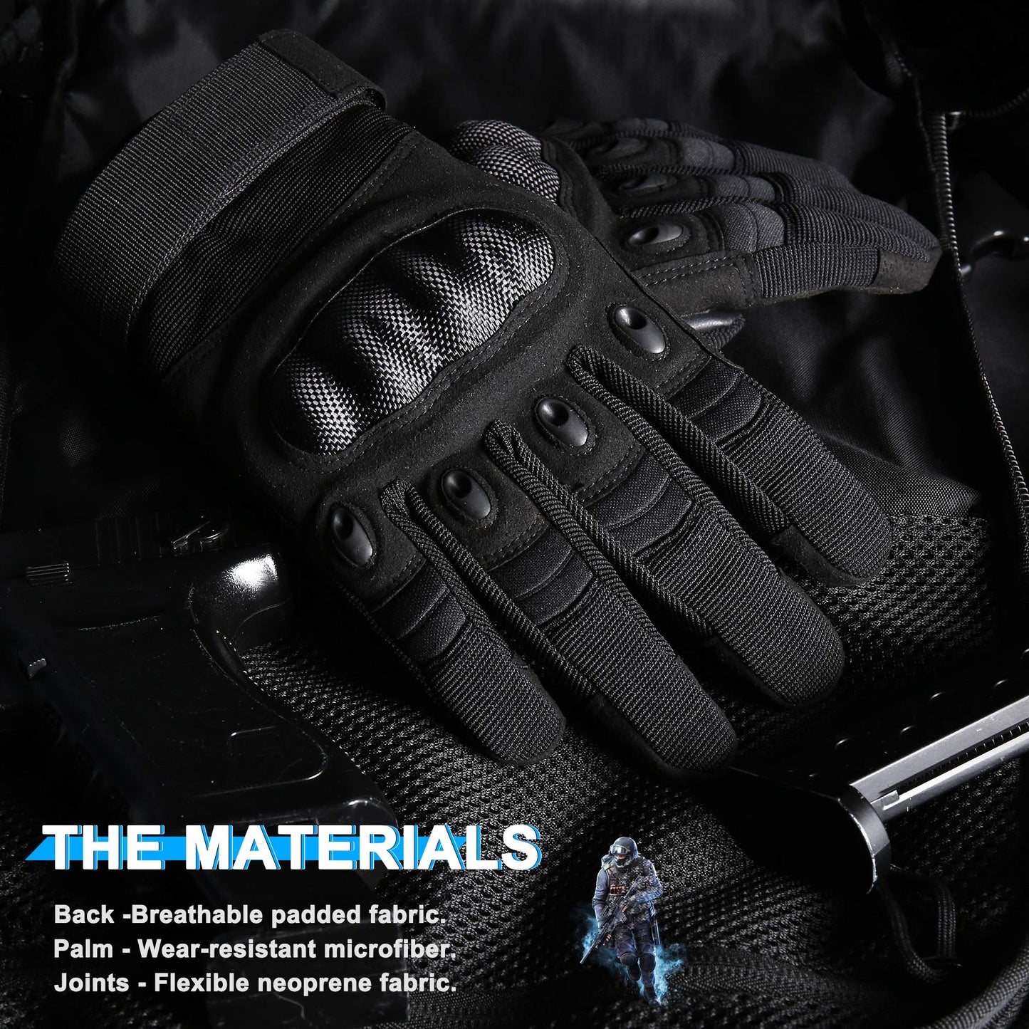 WTACTFUL Touchscreen Motorcycle Tactical Gloves for Men for Airsoft Paintball Cycling Motorbike MTB Bike ATV Hunting Hiking Riding Work Outdoor Sport Work Gloves Black Large