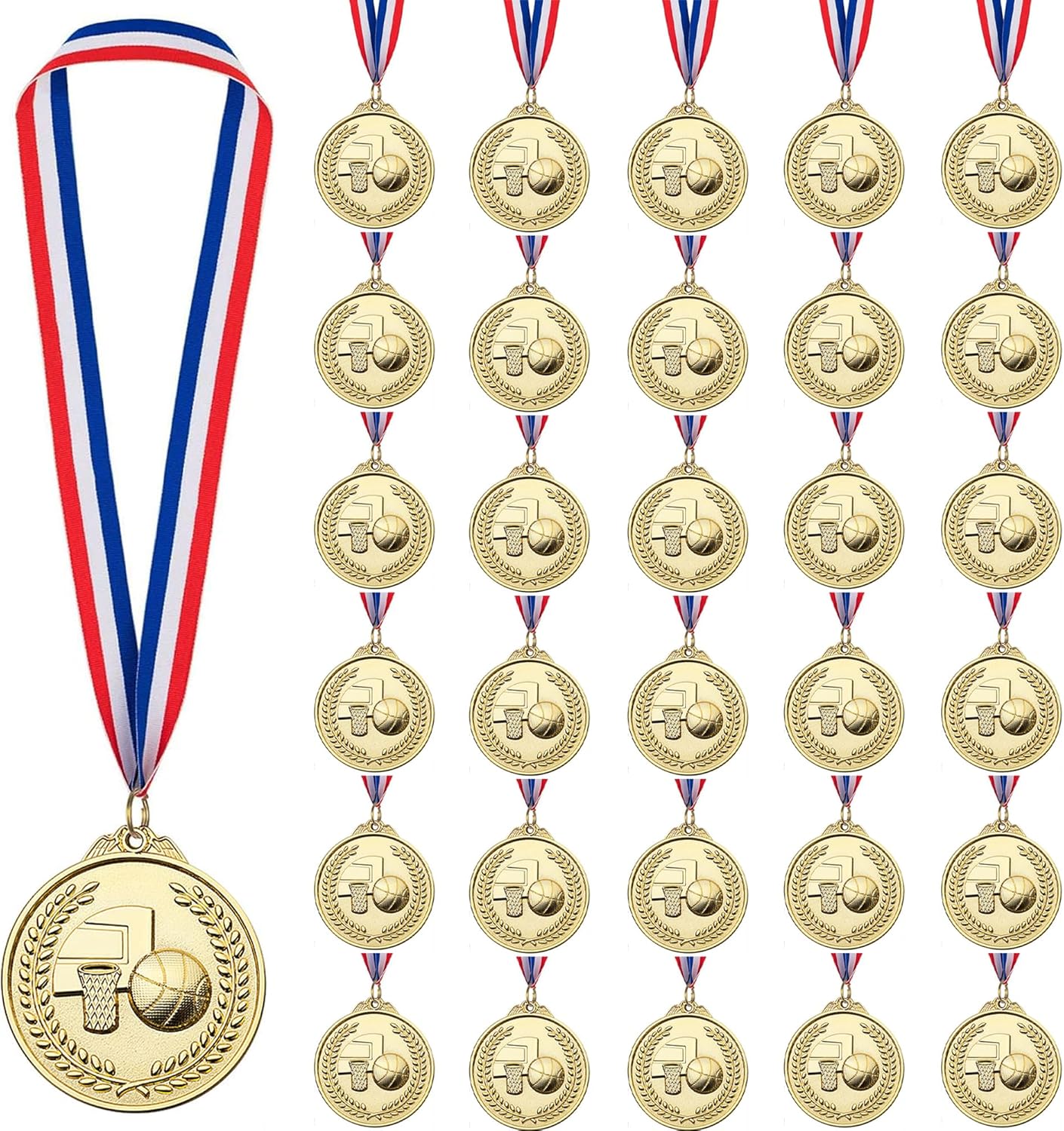 Skiennix 30 Pack Basketball Medals - Gold Award Medals for Kids' Sports Competitions & Celebrations
