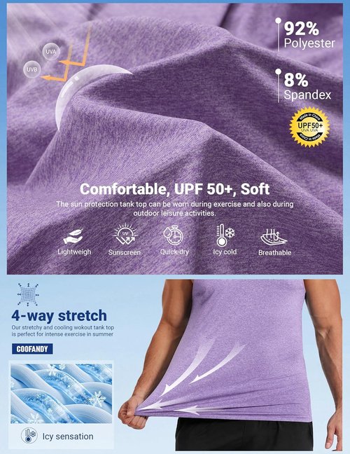 COOFANDY Men's Dry Fit Workout Tank Top - Sleeveless Athletic Shirt with UPF 50+ Protection | Summer Gym Wear