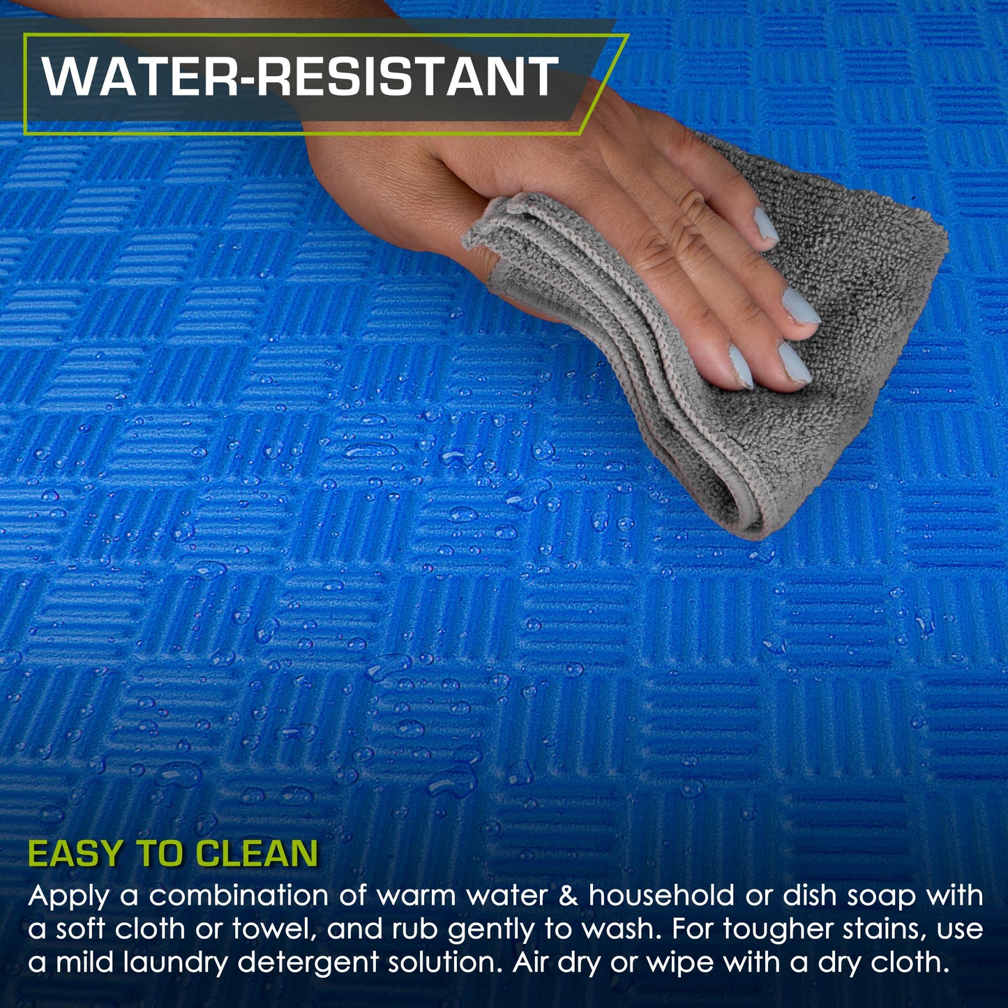 ProsourceFit Exercise Puzzle Mat ½-inch, Checkered EVA Foam Floor Tiles w/ Non-Slip Texture, Interlocking Design for Adjustable Gym Surfaces, Shock Absorbing, Blue, 24 Sq Ft - 6 Tiles