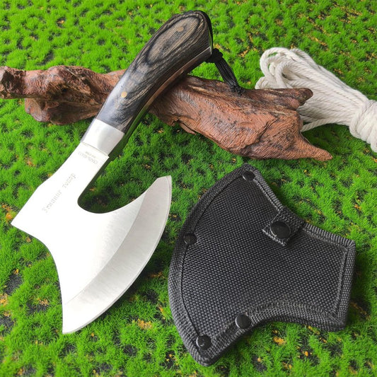 DOOM BLADE 10" Camping Axe, Survival Throwing Hatchet with Sheath, Tactical Tomahawk with Spike, Nylon Fiber Handle for Outdoor Survival Hiking Camping