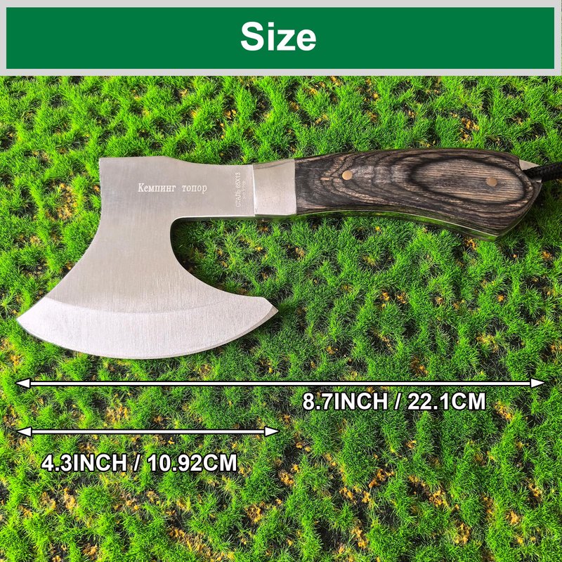 DOOM BLADE 10" Camping Axe, Survival Throwing Hatchet with Sheath, Tactical Tomahawk with Spike, Nylon Fiber Handle for Outdoor Survival Hiking Camping
