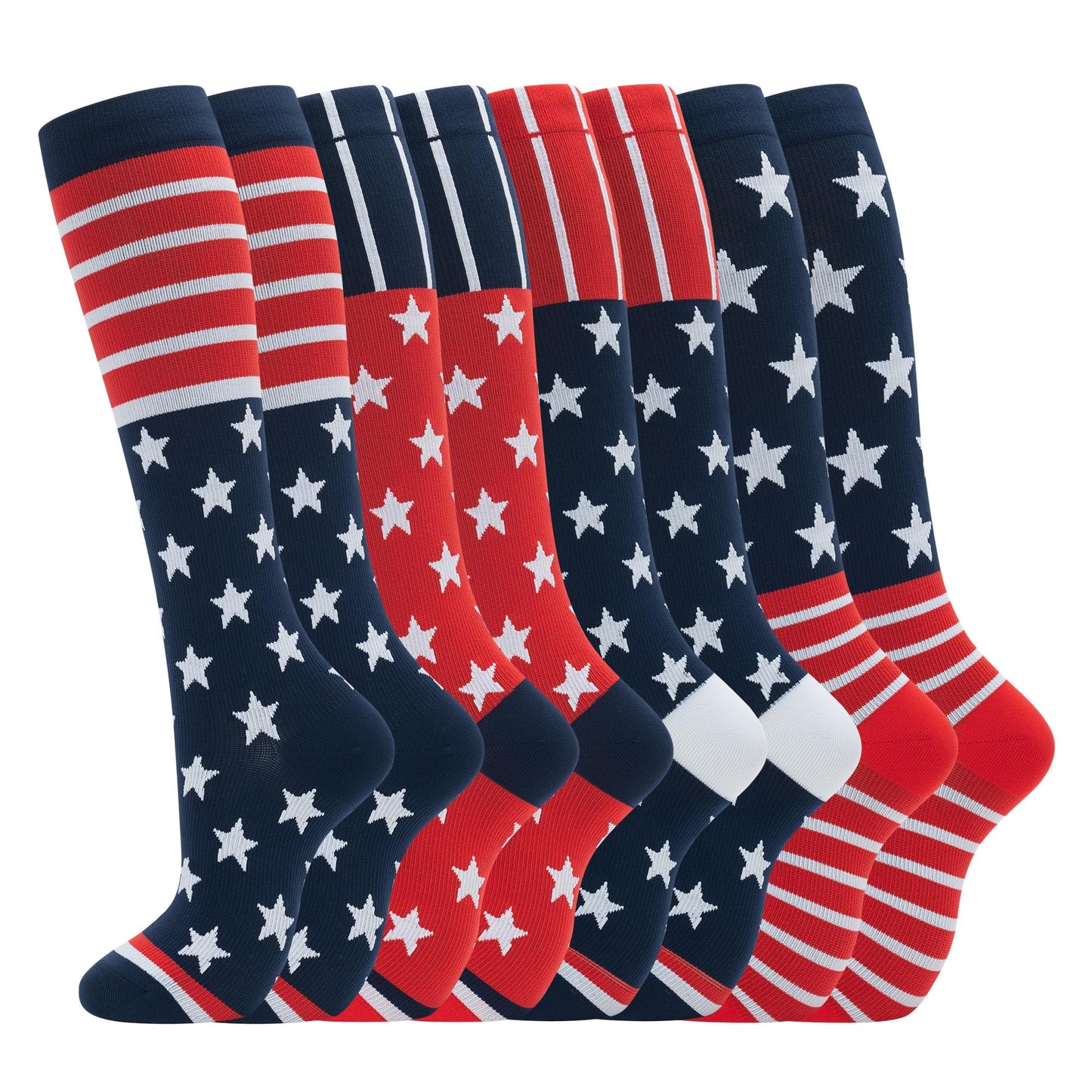 Hello Momoya Compression Socks for Women Men Circulation Knee High 8 Pairs for Nurses, Running, Travel, Athletic(L/XL,Multicolor59)