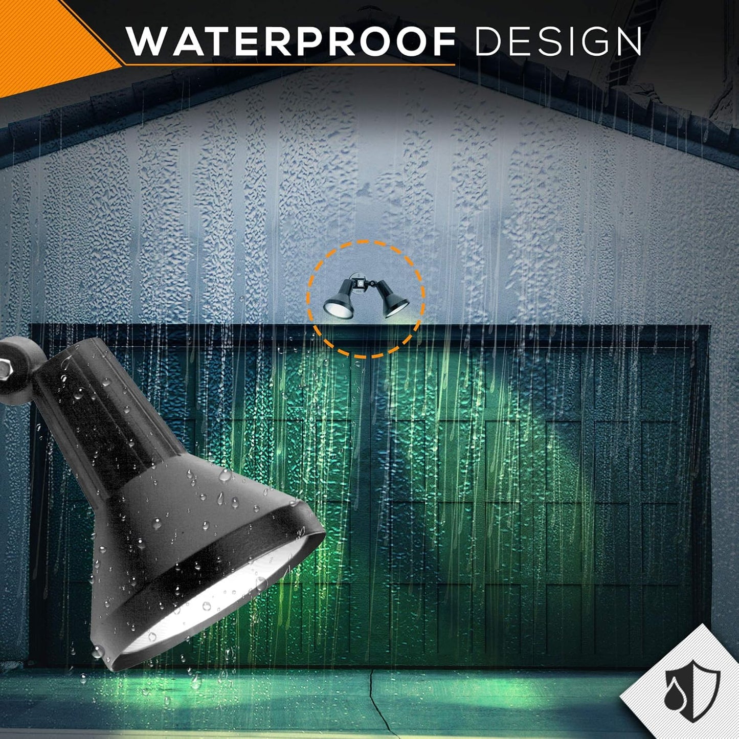 150W Outdoor Security Flood Light - Dual Head, Weatherproof Cast Aluminum, Dark Bronze Finish