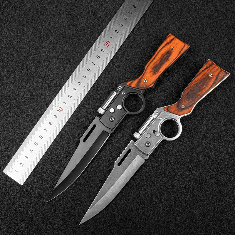 Whomyis 2 Pcs Pocket Knife Ak47 Folding Knife Stainless Steel Blade Lightweight Wooden Handle, Gifts for Men