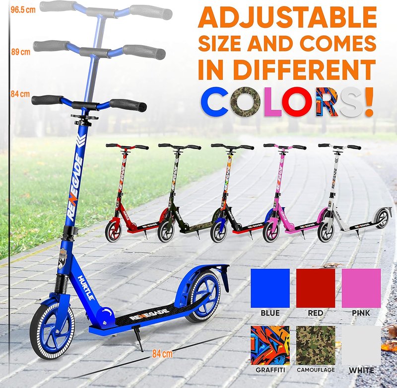 Lightweight and Foldable Kick Scooter - Adjustable Scooter for Teens and Adult, Alloy Deck with High Impact Wheels (Blue)