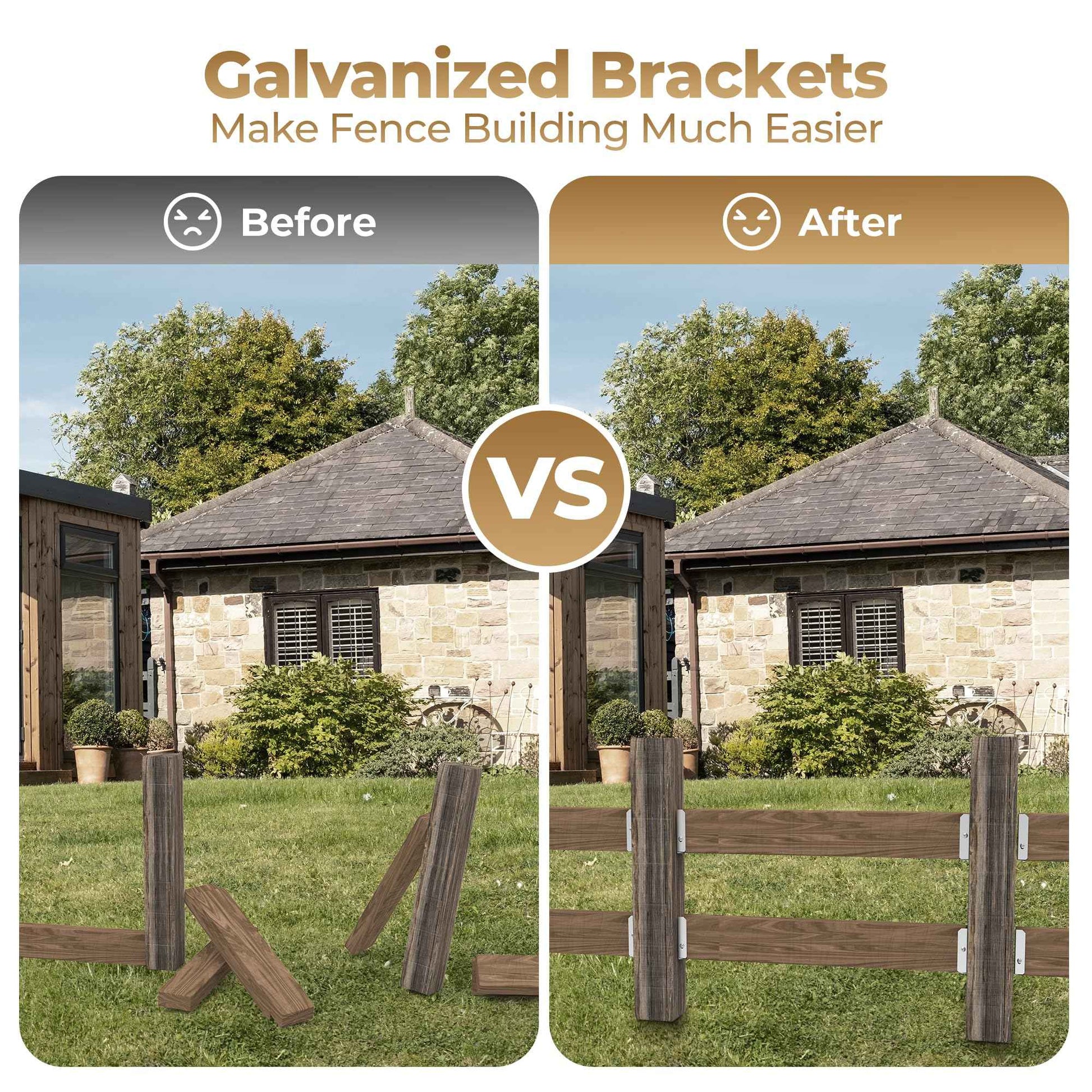 20 Pcs 2x4 Fence Brackets for Wood,Fence Post Bracket,2x4 Brackets for Woods Rail,Deck Bracket Connectors for 2"×4" (Actually 1.5"x3.5") Wood Post with 160pcs Screws