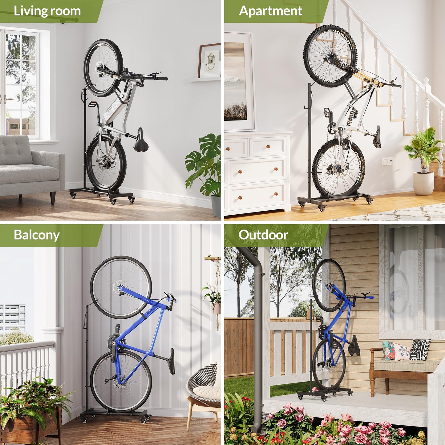 Sttoraboks Vertical Bike Parking Stand - Adjustable Height for 29"Wheels, Space-Saving & Freestanding Bike Rack for MTB/Road Bikes,No-Drill Installation Indoor Bike Storage for Apartments & Garages