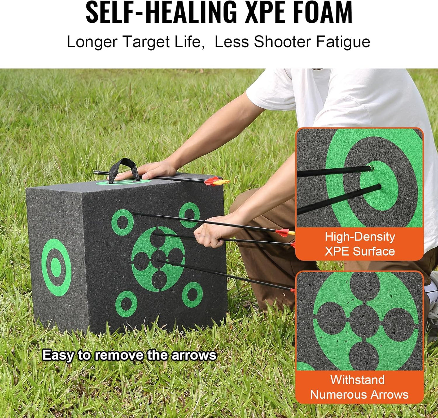 VEVOR Archery Target Block - 16"x18" Portable Bow Target with Carry Handle & Easy Arrow Removal | Lightweight & High Visibility