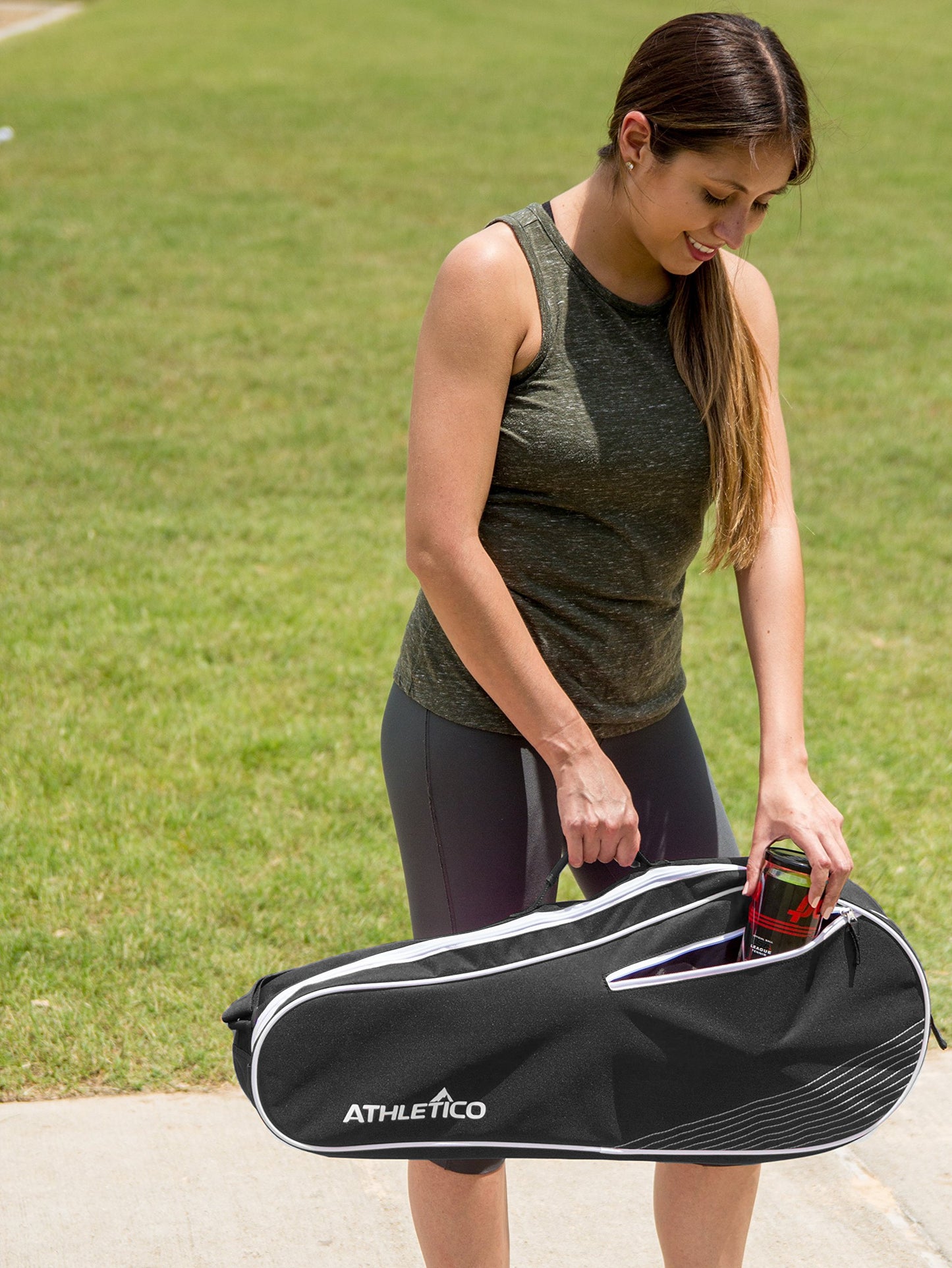Athletico 3 Racquet Tennis Bag | Padded to Protect Rackets & Lightweight | Professional or Beginner Tennis Players | Unisex Design for Men, Women, Youth and Adults (Black)