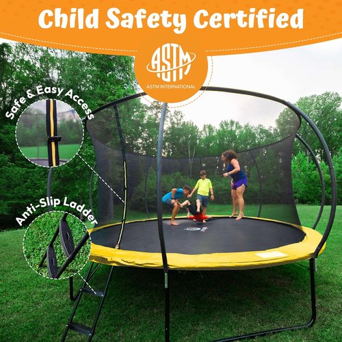 Jumpzylla Trampoline - Outdoor Recreational Trampoline with Enclosure & Ladder | 8FT to 16FT, ASTM Approved
