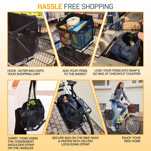 Grocery Pannier for Bicycle or Ebike 2 Pack