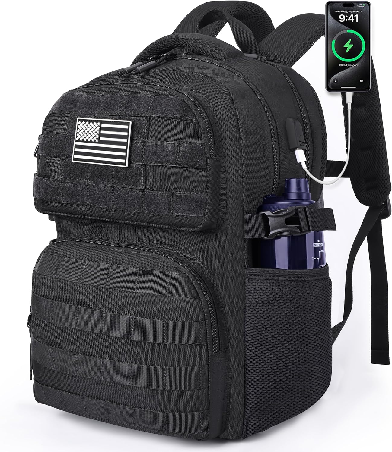 Mozeto Laptop Backpack - 17 Inch Tactical Utility Bag for Men with USB Charger Port | Travel-Approved