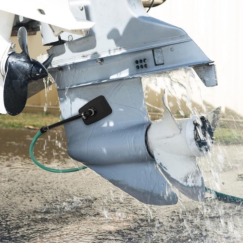 Dual Feed Muff Style Boat Motor Flusher - Antifreeze Winterization & Water Flush | 5/8 Inch Hose Connection