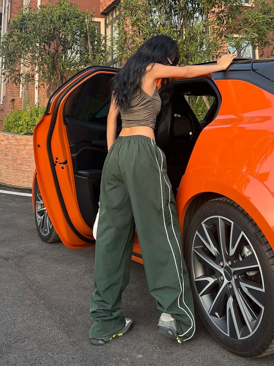 Springrain Women's Wide Leg Jogger Pants - Slouchy Stripe Detail & Pockets | Comfortable Sweatpants