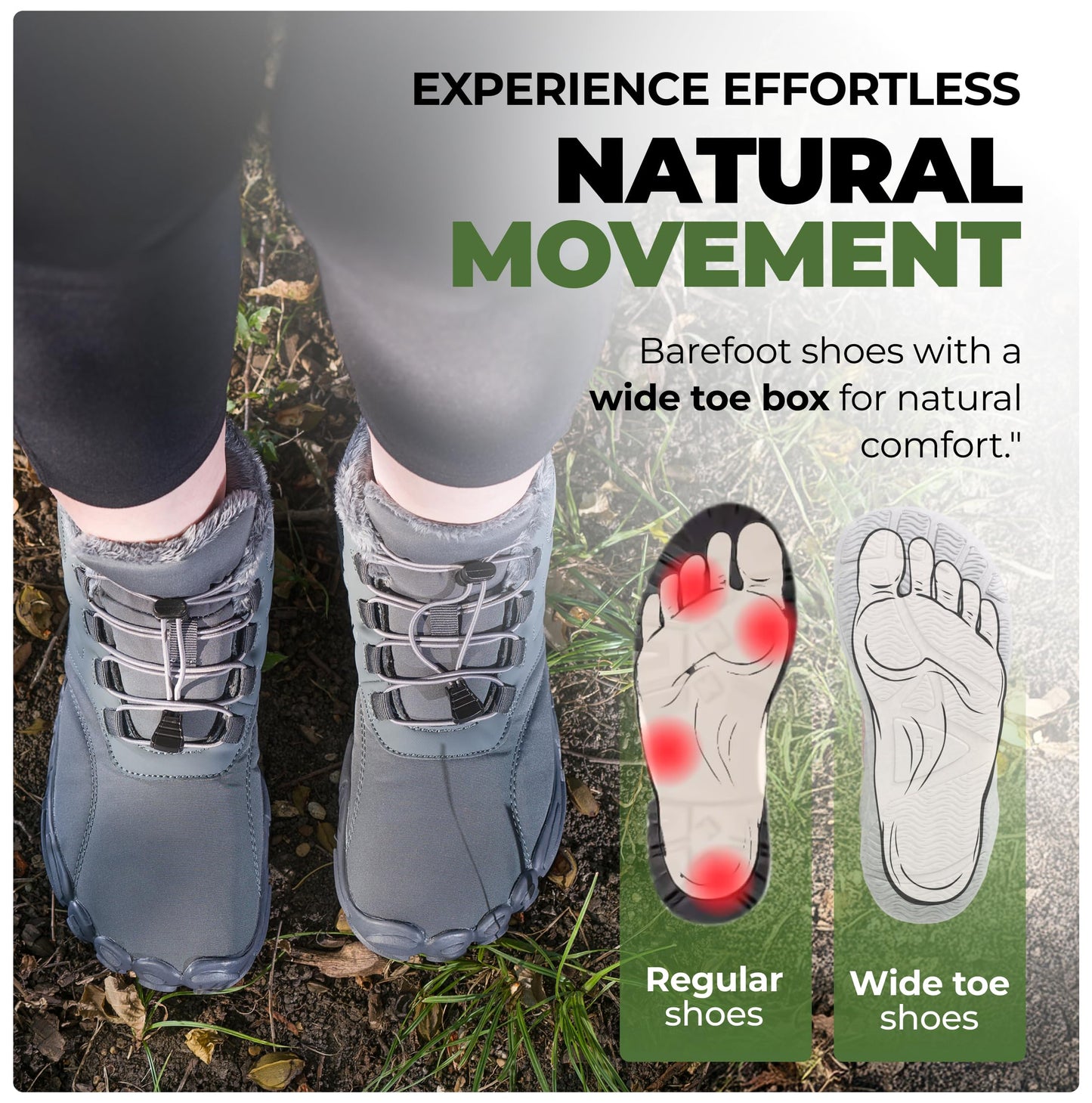 Hike Footwear Caspar Pro HF - Non-slip and Healthy Comfortable Winter Barefoot Pro Shoes Provide Warmth and Support, Natural Walking Hike Boots For Women Men