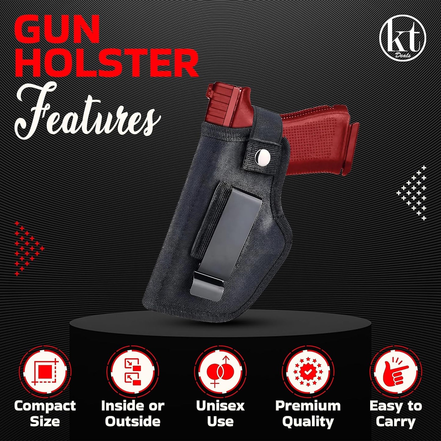 Skiennix Universal Gun Holster - IWB/OWB Waist Belt Pistol Holster for Glock 380 & 9mm | Right/Left Hand Draw