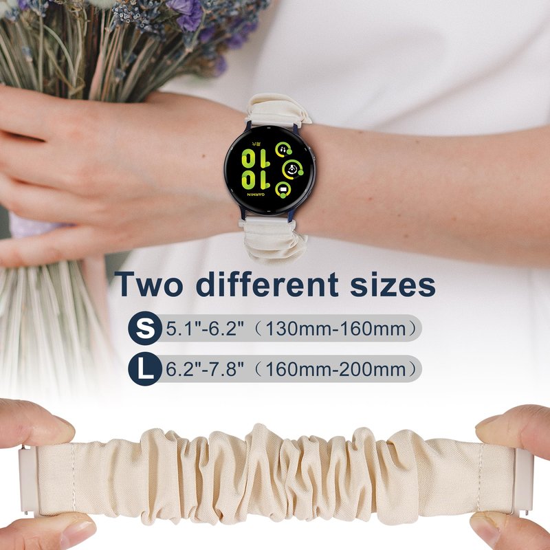 Stretchy Scrunchie Bands Compatible with Garmin Vivoactive 5/6, 20mm Nylon Sport Elastic Band for Venu/Sq/Sq 2/2 Plus/Vivoactive 3/Forerunner 165/55/245 Music for Women Men（3 Pack ）
