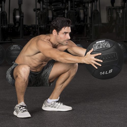 Champion Sports PRX14 Rhino Promax Elite Slam Balls, 14 lb, Soft Shell with Non-Slip Grip, Medicine Wall Exercise Ball for Weightlifting, Plyometrics, Cross Training, & Home Gym Fitness, Black