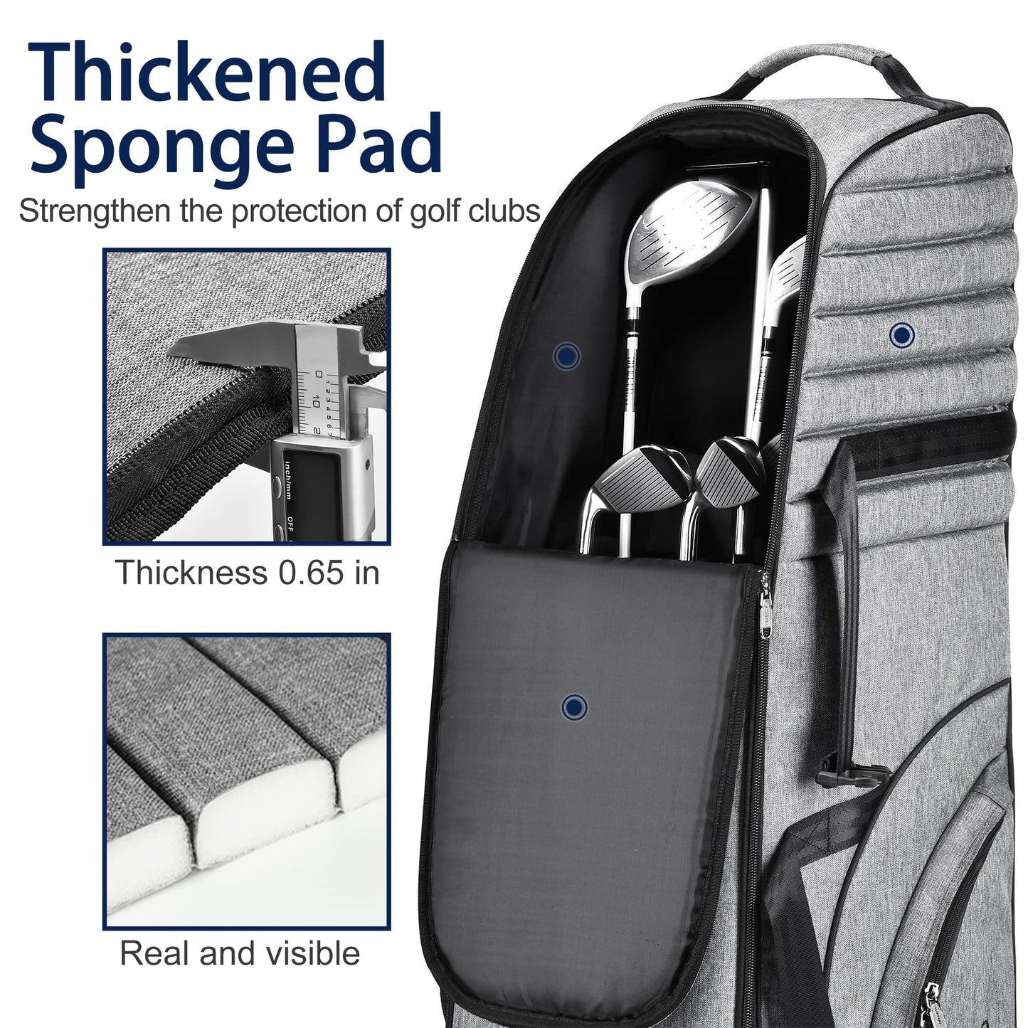 Partage Golf Travel Bag with Wheels, Golf Travel Case for Airlines, 900D Heavy Duty Oxford -Gray