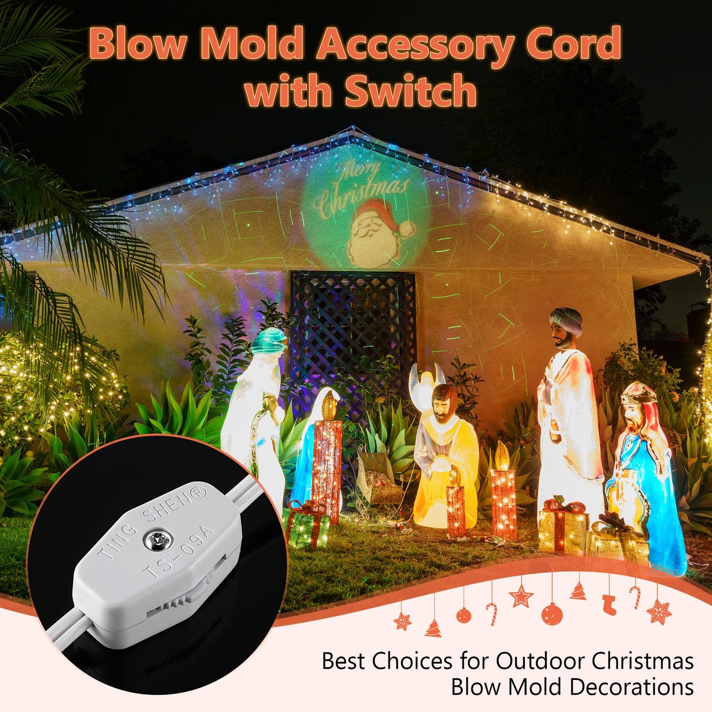 Meonum 18 Set Blow Mold Light Kit Replacement, E27 E26 Single Light Cord Kit with Switch Fuse Plug, for Indoor Outdoor Halloween Christmas Village House Craft Decorations and Salt Lamp