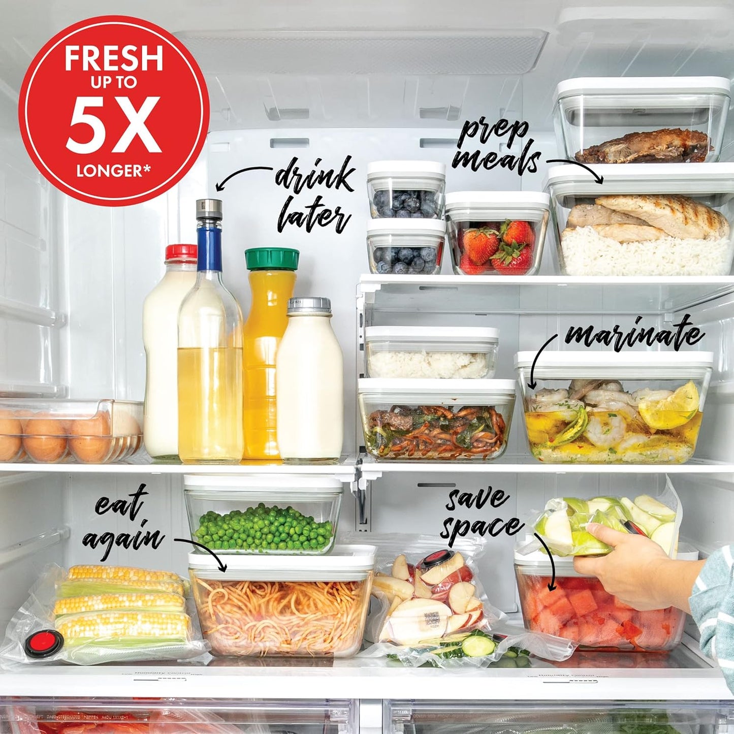ZWILLING Fresh & Save Vacuum Sealer Machine - Airtight Food Storage Containers & Sous Vide Bags Set