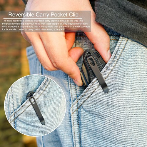 FORESAIL Folding Pocket Knife, 3.54" DC53 Steel Blade,4.65" G10 Handle, Liner Lock, Reversible Pocket Clip for Everyday Carry, Outdoor Activities. (Black PVD blade)