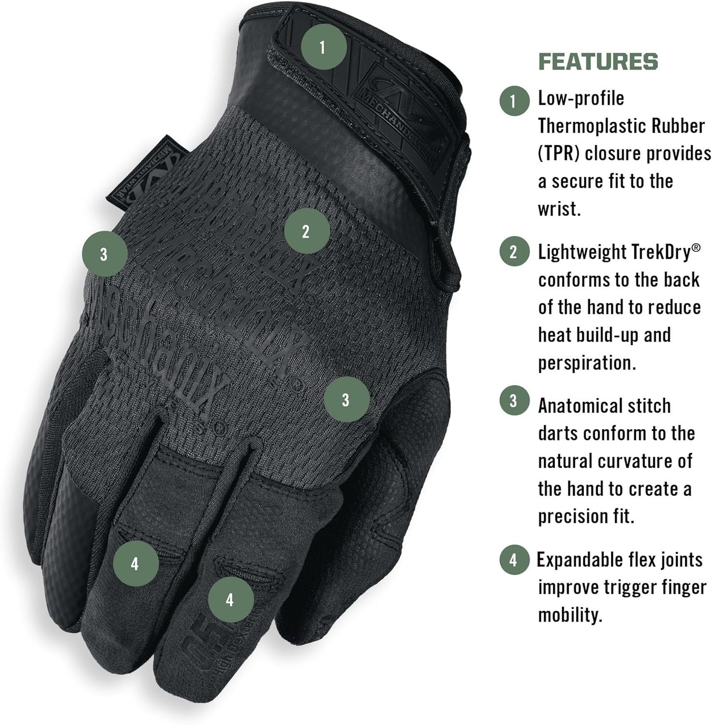 Mechanix Wear Tactical Gloves - High-Dexterity 0.5mm Work Gloves for Airsoft & Utility Use | Black, Medium