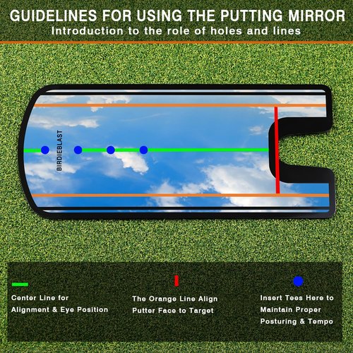 BIRDIEBLAST Golf Putting Mirror, Putting Mirror Training Aid for Golf with Putter Line,Golf Training Putters for Beginners