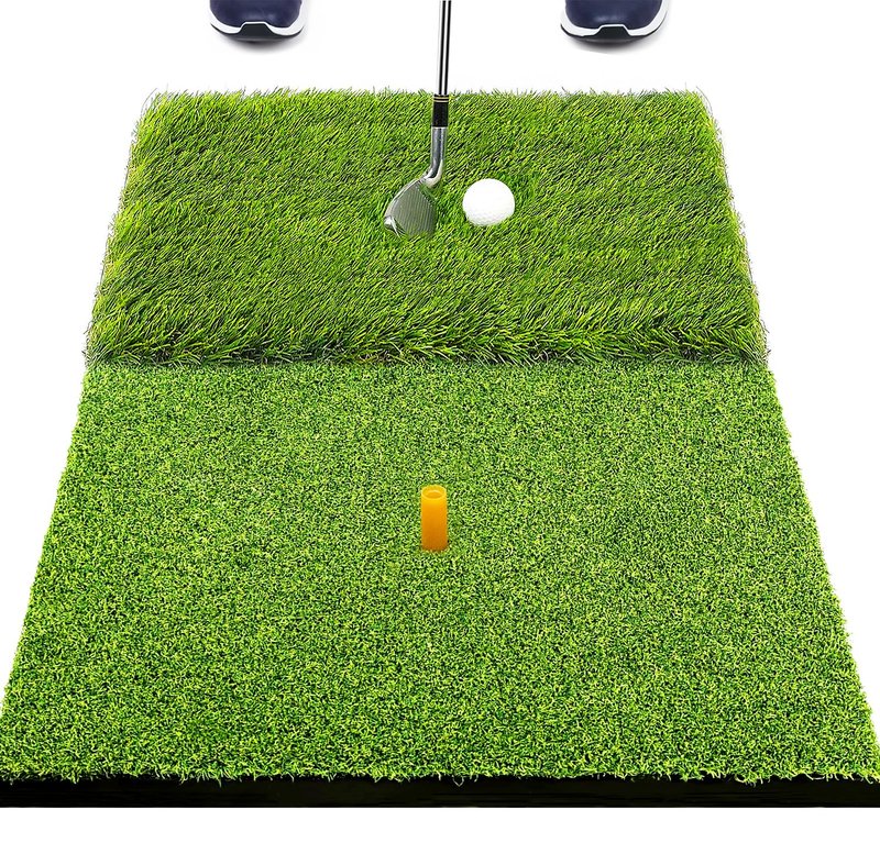 SAPLIZE 23" x 16" Foldable Golf Hitting Mat, 2-in-1 Golf Turf Grass Mat, Rough and Fairway for Hitting, Chipping and Putting Golf Practice and Training Mat for Indoor/Outdoor