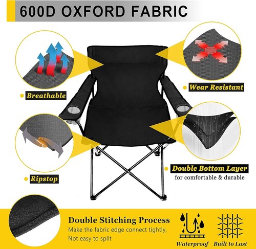 Joyfair Portable Camping Chair - Heavy Duty Folding Chair for Outdoor Activities | Includes Carry Bag & Cup Holder