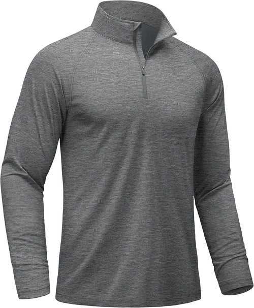 MAGCOMSEN Men's Long Sleeve Quarter Zip Pullover - Lightweight Dry Fit Athletic Shirt for Running & Golf