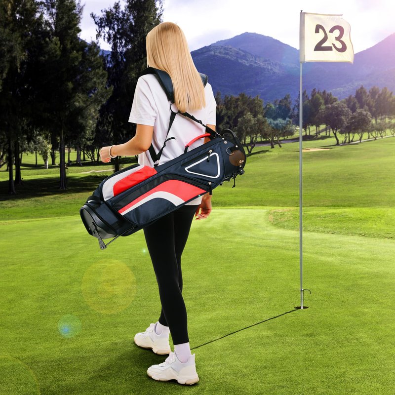 Ultra-Lite Golf Stand Bag - 3 Lbs, 4 Way Divider Portable Golf Club Carry Bag, Water-Repellent Golf Travel Case with Rain Hood, Golf Gifts for Men and Women (Navy Blue)