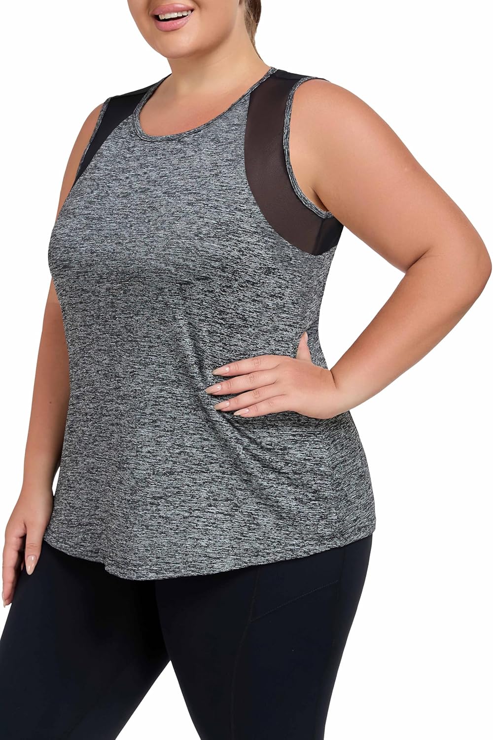 Skiennix Plus Size Workout Tank Tops - Mesh Sleeveless Athletic Tunics for Women, XL-5XL