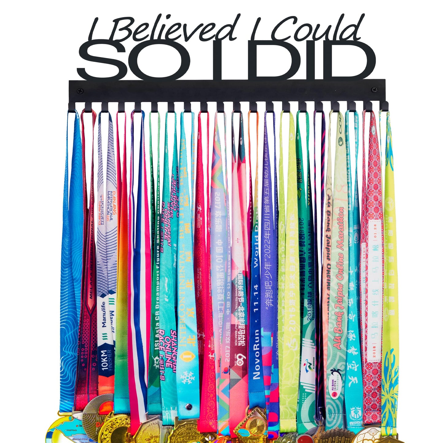 Personalized Medal Display Hanger – Showcase Your Achievements - I Believed I Could - Durable Metal Wall Hanger Organize Sports Race Awards Hold Up 60+ Medals for Running Gymnastics Athlete Kids