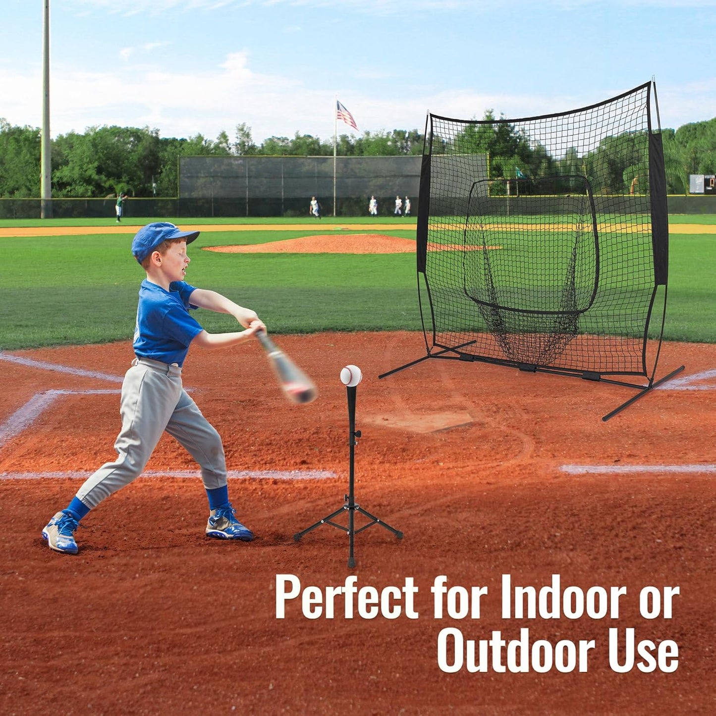 Skiennix 7x7 FT Baseball Net - Portable Batting Net with Tee, Strike Zone Target & Carry Bag