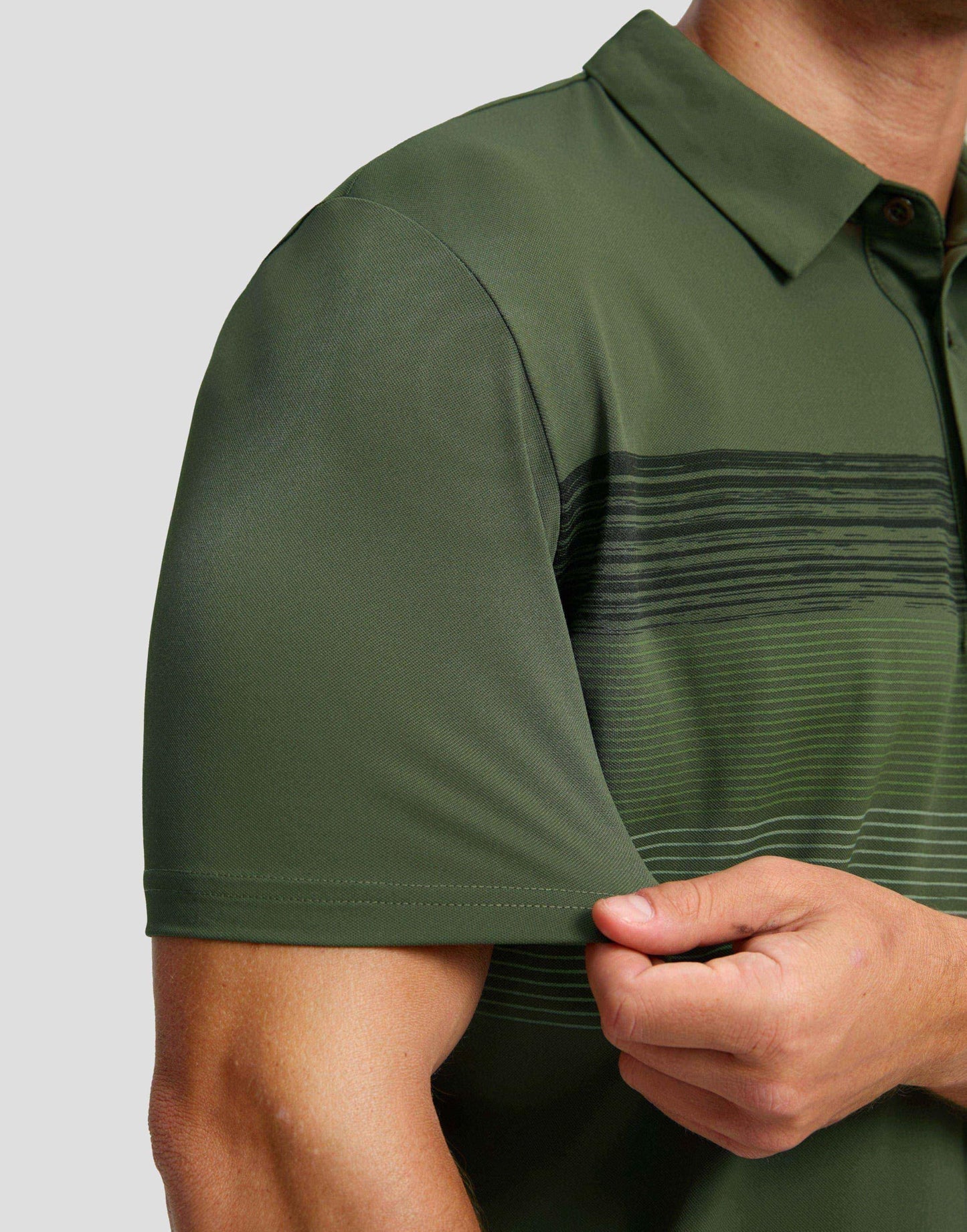 Men's Golf Shirts Dry Fit Moisture Wicking Performance Short Sleeve Collared Polo Shirts for Casual Athletic Business (Dark Green Stripe, 4XL)