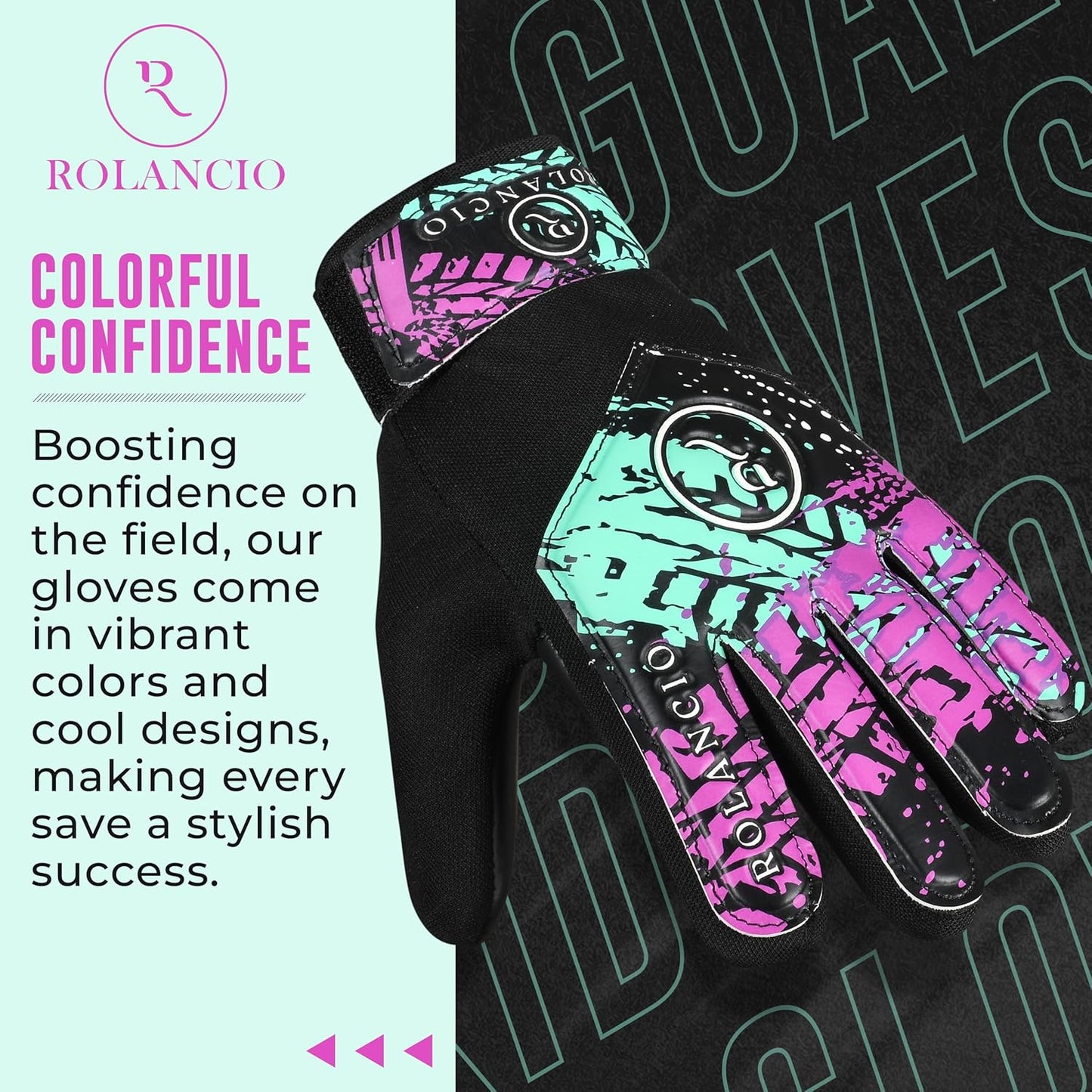 Rolanicio Goalie Gloves - Kids Soccer Gloves with Dual Wrist Protection | Breathable Non-Slip Latex