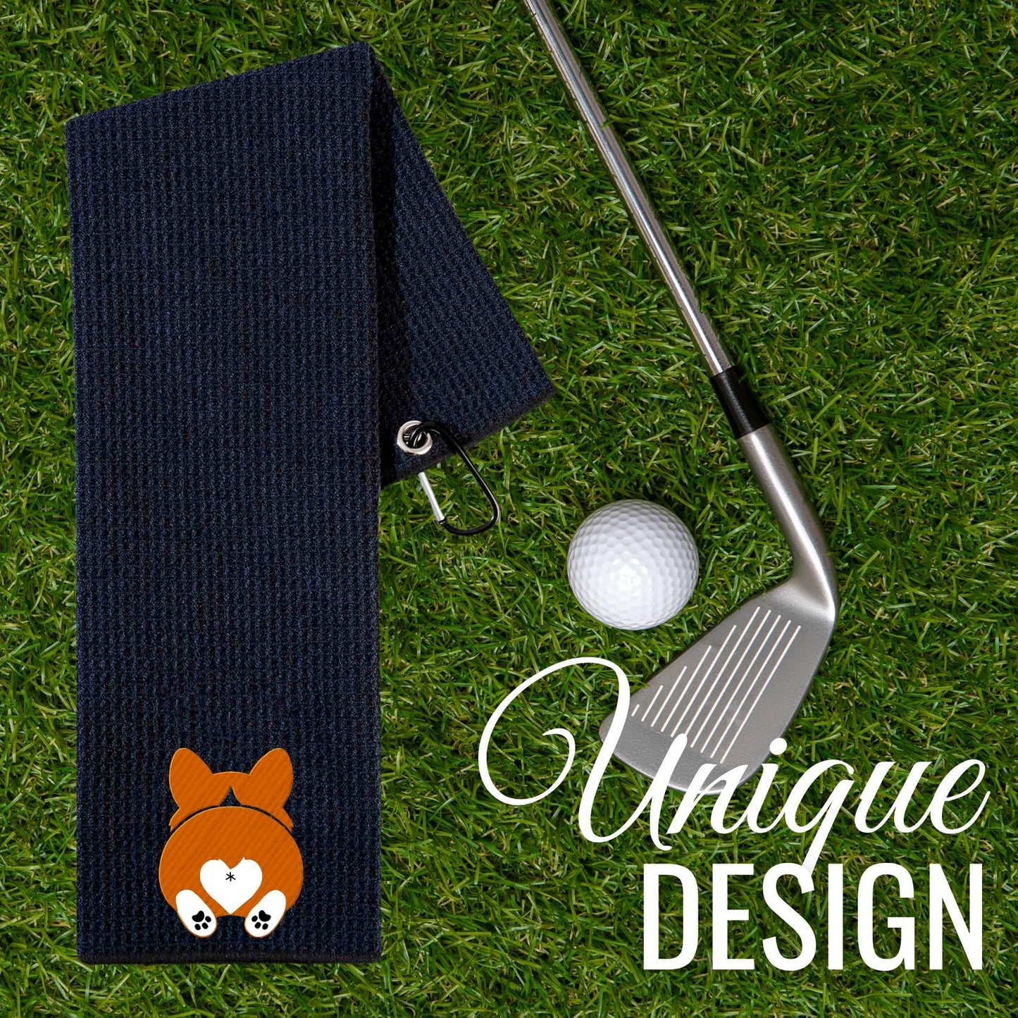 CybGene Corgi Gifts Golf Towel, Golf Accessory for Golf Bags, Dog Dad & Mom Gifts for Women & Men, Birthday, Christmas, 16”x 24” Microfiber Golf Towel