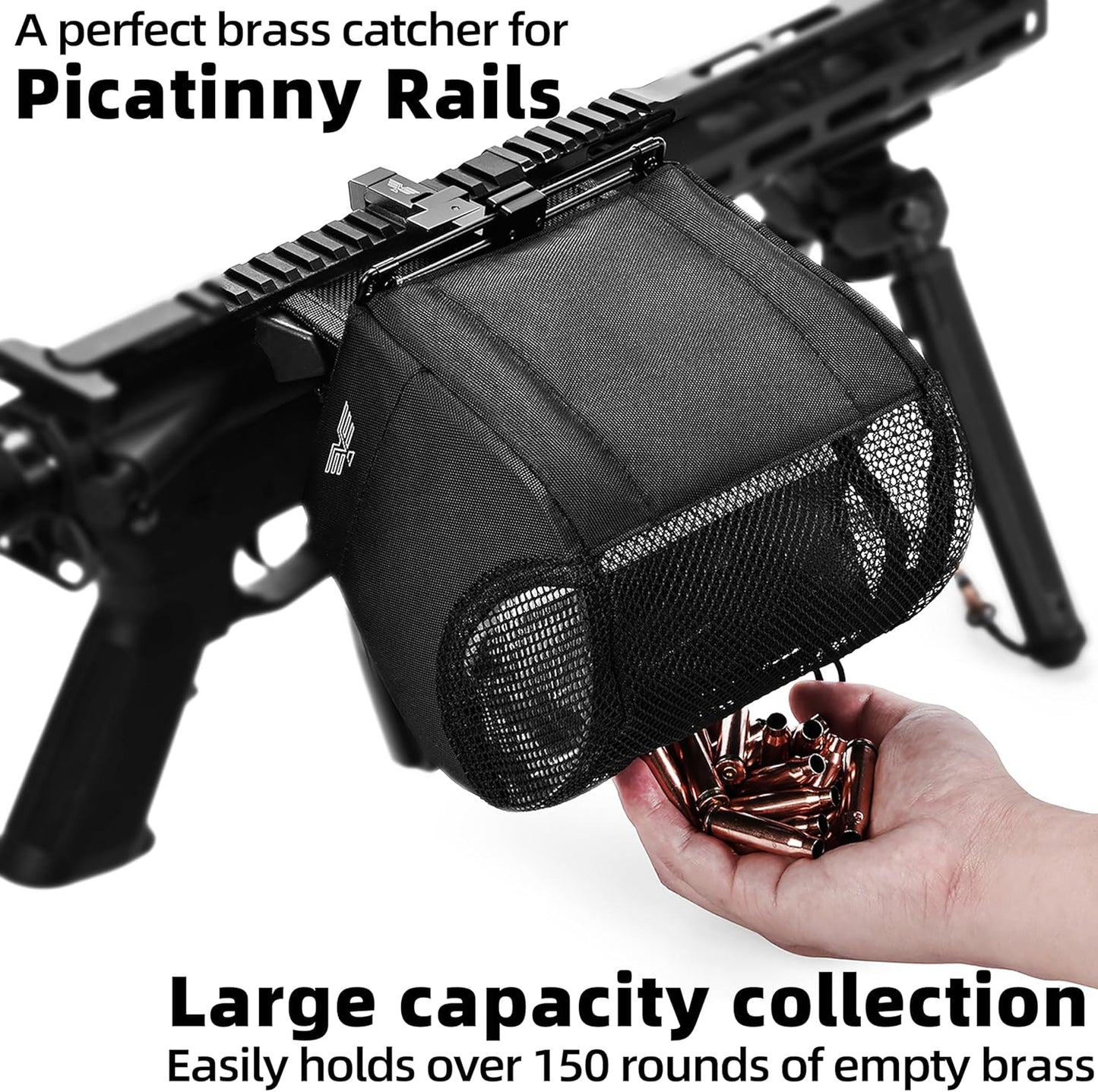 Visiofire Brass Catcher - Spring-Loaded Picatinny Rail Design | Heat-Resistant 304SS Mesh | Quick-Release Zippered Bottom