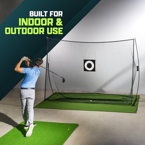 GoSports 10 ft x 7 ft Golf Practice Hitting Net - Personal Driving Range for Indoor or Outdoor Use - Black