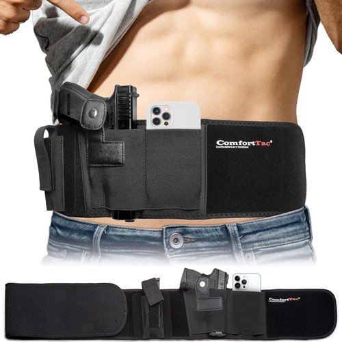 ComfortTac Belly Band Holster - Versatile Gun Holster for Smith & Wesson, Glock, Ruger | Fits Most Pistols and Revolvers