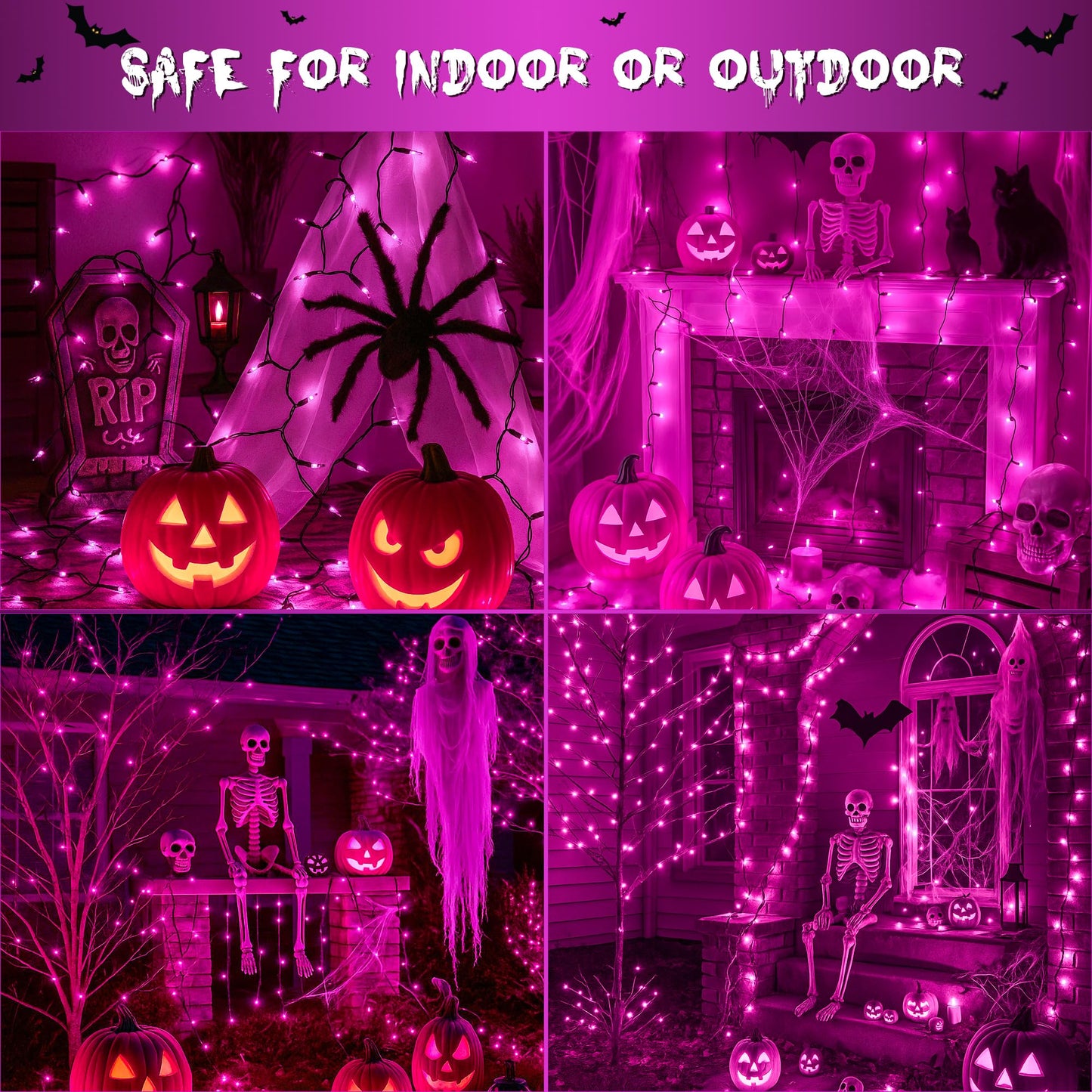 YOUNGAR Purple Halloween Lights, Clear Halloween Light Outdoor,13FT 50 UL Approved String Light with Black Wire,Incandescent Mini Waterproof Plug in for Indoor Tree Patio Garden Christmas Xmas Decor