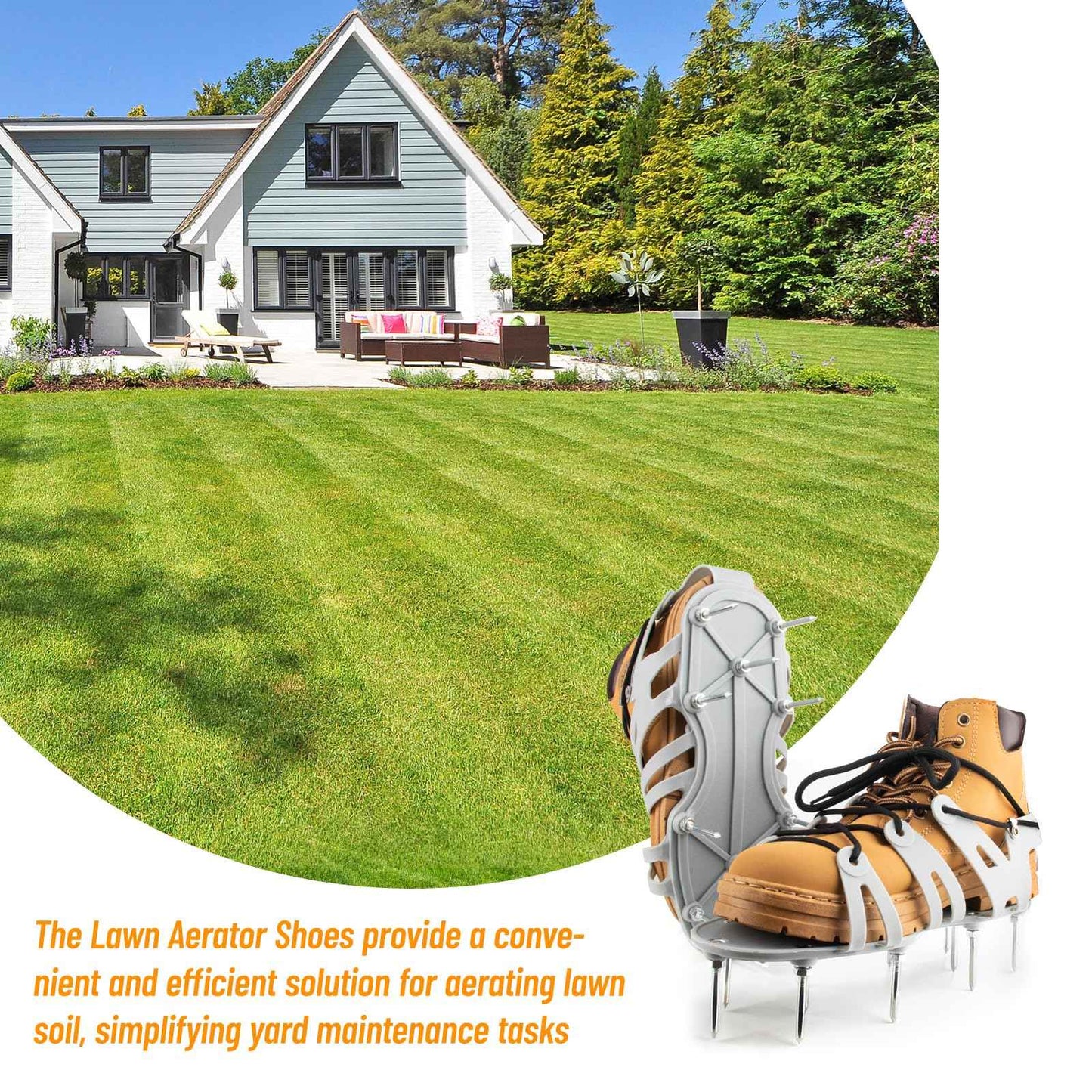 JIAN BOLAND Lawn Aerator Shoes - Wrap Around Lacing Design Spiked Shoes for Lawn Aerator, Flexible Bendable Sole Walk Freely One Size Fits All, Grass Aeration Spikes Tools